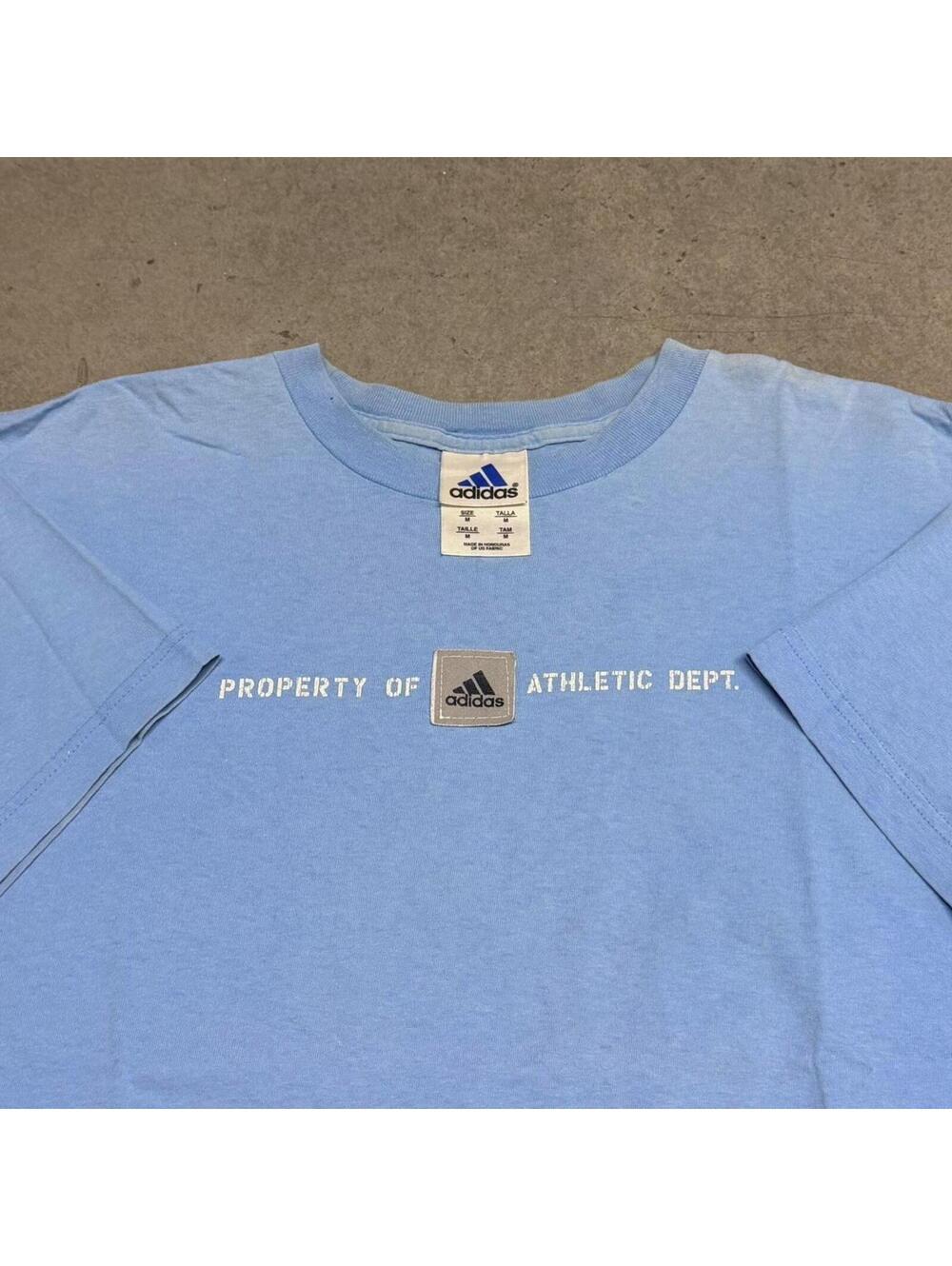 Vintage Adidas Property Of Athletic Department Embroidered Patch Logo T Shirt